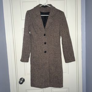 Express Design pink/black tweed wool coat, small